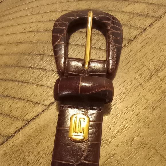 Liz Claiborne Genuine Cow Leather Women's Belt Alligator Croc Print Brown Size S - Picture 2 of 9